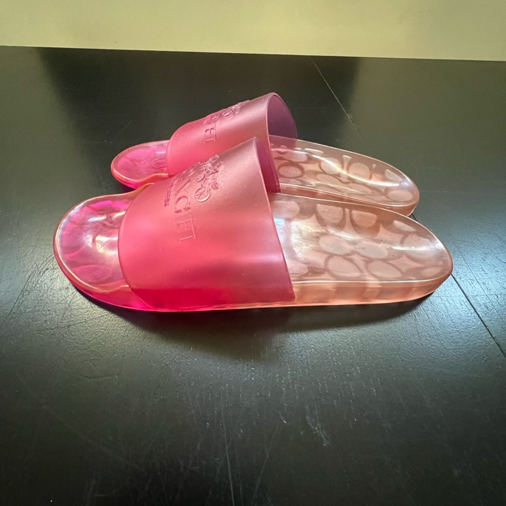 Coach Women's Pink Jelly Slide Sandals